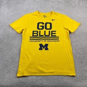 Michigan‎ Wolverines Shirt Mens Large Yellow Nike Tee Go Blue Logo Athletic Cut